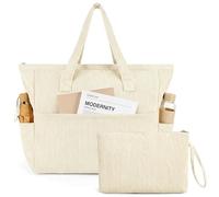 NADSSJL Cord Tasche Damen, Shopper Tasche Damen mit Reißverschluss, Tasche Arbeit Damen mit 17-Zoll-Laptopfach, Reisetasche Handtasche für Arbeit, Schule, Einkaufen und Gym (Beige)