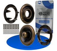 Näh-freie Druckknöpfe Set, Ø 11 mm aussen, 20 Paare, in Bronze, aus Messing, Kit ohne Zange, Druckknopf für Bekleidung, Bastelarbeiten, DIY Projekt, Zackenring Druck Knopf, Reparatur Knöpfe Nähzubehör