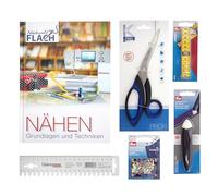 Näheinsteiger-Set mit Schere, Maßband, Marker, Stecknadeln, Buch