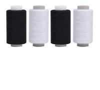 Nähgarn Schwarz Weiß, Faden für Nähmaschine, Nähzeug Set 4 Spulen x 350m, Polyester Allesnäher für Singer Nähmaschine, Reißfestes Garn zum Nähen, Quilten & Handnähen für Anfänger