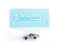 Nähgedöns.de Pin Polizei-Auto | Police Car | Neon Pink Weiß | Brosche | Anstecknadel | Anstecker