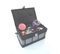 Nähkästchen inklusive Nähset, Nähkorb mit Inhalt, Handarbeitskorb, schwarz-weiß