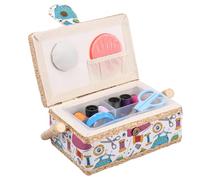 Nähkästchen, Medium Näh Aufbewahrungsbox, Nähkorb Nähkörbchen Nähkasten, 19.5×13×10cm, Korb mit praktischem Tragegriff Handarbeitskorb Nähzubehör (C)