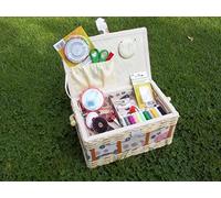 Nähkästchen mit Inhalt, Nähkorb inklusive Nähset, Handarbeitskorb, ca. 30cm x 19cm