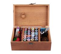 Nähkorb aus Holz Nähkästchen Vintage Nähkiste aus Holz Nadelfaden Wooden Sewing Basket Aufbewahrungskoffer Organizer DIY Nähwerkzeuge(Muster leere Box)