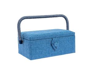 Nähkorb/Nähkästchen mit Stoffbezug blau-meliert