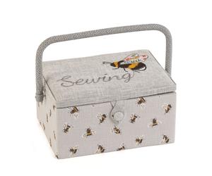 Nähkorb "Sewing-Bienen" (bestickt/ 26 x 19 x 14,5 cm)