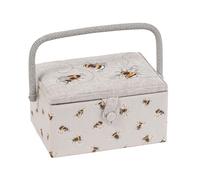 Hobby Gift Medium Näh-Aufbewahrungsbox, Holz/Stoff, Gestickte 3 Bienen