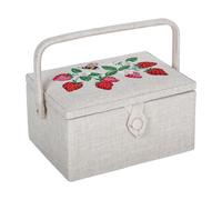 Nähkorb von Hobby Gift Erdbeeren (M / L 26 x T 19 x H 14,5 cm / bestickt)