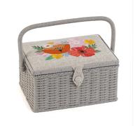 Nähkorb von Hobby Gift Mohnblumen bestickt (M / 26 x 19 x 14,5 cm)