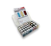 NÄHMIT - Nähfadenbox für Nähgarn + GRATIS FARBKARTE für Gütermann Garne - praktische Garnbox/Aufbewahrungsbox zum Aufbewahren von Garnspulen, Fadenspulen und Nähfaden - für bis zu 42 Spulen