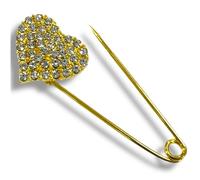 Nähmit Schmuckvolle Kiltnadeln - mit oder ohne Strass | 70 mm & 80 mm | Farben: Silber, Altmessing, Titan, Gold | Elegante Brosche & Trachtennadel Nähen DIY (Goldherz mit Strass)