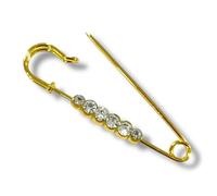 Nähmit Schmuckvolle Kiltnadeln - mit oder ohne Strass | 70 mm & 80 mm | Farben: Silber, Altmessing, Titan, Gold | Elegante Brosche & Trachtennadel Nähen DIY (Gold mit Strass)