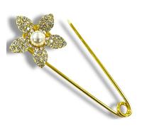 Nähmit Schmuckvolle Kiltnadeln - mit oder ohne Strass | 70 mm & 80 mm | Farben: Silber, Altmessing, Titan, Gold | Elegante Brosche & Trachtennadel Nähen DIY (Goldblume mit Strass)