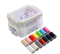 Nähset mit Kunststoffbox für Erwachsene,YMWALK tragbare Nähbox mit Nähzubehör Nadel- und Fadenset, 16-Farben-Faden, Nadeln, Schere, Maßband, Fingerhut zum Ausbessern von Kleidung (Weiß)