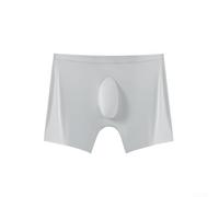 Nahtlose Herren-Trunks, Eisseide, Boxershorts, atmungsaktiv, feuchtigkeitsableitend, Unterwäsche mit 3D-Unterstützung, L-3XL (Grau XL)