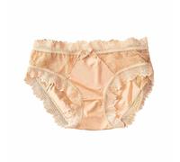 Nahtlose Slips aus Eisseide-Netzgewebe für Damen mit Punkten, bequeme Unterwäsche aus reiner Baumwolle mit Spitzenrand und Schleife, Damenunterwäsche Damenslip Bequemer Slip In Unterwäsche (Khaki, XL)