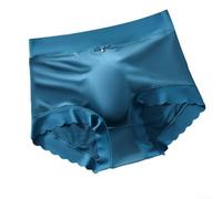 Nahtloser Herren-Slip aus Eisseide, mit anatomischer 3D-Tasche, mittlere Taille, leichter Stoff und Schleifen-Akzent (M, Königsblau)