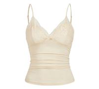 Naileksi Damen Y2k Cami Top mit Spitzenbesatz, Spaghettiträger, Fee, Grunge-Tanktop, V-Ausschnitt, gerüschte Schleife, Spitze, Patchwork-Cami-Shirt, Aprikose, Groß