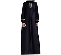 Naisicatar Frauen muslimisches Kleid, Schlichtes Loses Gebetrobe, drucken islamische Kleidung Ramadan Jilbab Robe für Frauen schwarz m