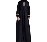 Naisicatar Jilbabs für Frauen, muslimische Kleidung einfach loses Gebet Robe Ramadan Jilbab drucken islamische Kleidung für Frauen schwarz m