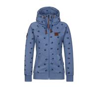 Naketano Damen Sweatjacke Brazzo, Farbe:Blue Melange Dog Print, Größe:L