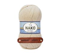 NAKO Denim 11585 Beige Premium Wolle 100g Jeansoptik Kammgarn für Textur Effekte zeitlose Accessoires mit mySearose Label