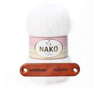 NAKO Paris 208 White Premium Wolle 100g Kuschelweiches Flauschgarn für Kleidung Accessoires und Häkeltiere mit mySearose Label