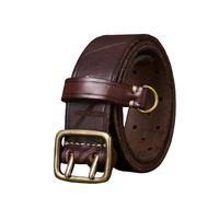 NALANY Doppel Prong Ledergürtel, Zwei Zinken Schnalle, Arbeit Oder Casual Heavy Duty 3 Ösen Löcher Gürtel Für Herren Damen Unisex(120cm/waist:41", Coffee)