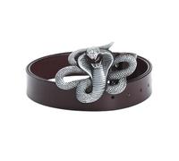 NALANY Gürtel Für Herren Damen Ledergürtel Jeansgürtel Für Kleidung 38mm Breit Mit Hohl Schlangen-Gürtelschnalle Druckknöpfe Verschluss(120cm/47, Brown)