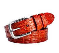 NALANY Gürtel Leder Prägung Kroko - Gürtelriemen Aus Rindsleder in 38mm Breite - Ledergürtel Aus Echt Leder Schnalle 95cm-130cm Länge(100cm/waist:33", Brown)