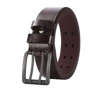 NALANY Handgemachter Herren Casual Work Heavy Duty Gürtel Aus Leder Mit Doppeldorn Schnalle, Doppel-Loch Ösen Jeansgürtel Kürzbar(120cm/waist:40"~42", Coffee)