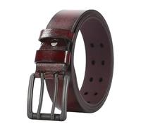 NALANY Handgemachter Herren Casual Work Heavy Duty Gürtel Aus Leder Mit Doppeldorn Schnalle, Doppel-Loch Ösen Jeansgürtel Kürzbar(120cm/waist:40"~42", Brown)