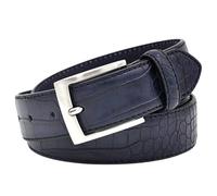 NALANY Herren Damen Gürtel & Riemen Ledergürtel Mit Dezenter Krokoprägung 3,4cm| Kroko-Muster Retro Mode Taillengürtel Schnalle Silber(130cm/waist:45", Blue)