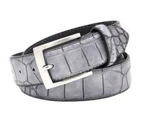 NALANY Herren Damen Gürtel & Riemen Ledergürtel Mit Dezenter Krokoprägung 3,4cm| Kroko-Muster Retro Mode Taillengürtel Schnalle Silber(130cm/waist:45", Gray)