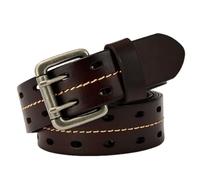 NALANY Herren Leder Gürtel Vollrindleder Gesteppter Mit Doppeldorn Schnalle 38mm Ledergürtel Mit Doppel-Loch Jeansgürtel Für Männer Jeans Anzug(100cm/39, Coffee)