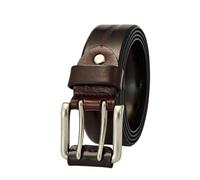 NALANY Herren Leder Gürtel Vollrindleder Mit Doppeldorn Schnalle 38mm Breit Ledergürtel Mit Doppel-Loch Männer Guertel Für Jeans, Lässige Shorts, Overalls, Businesshosen(125cm/49, Coffee)