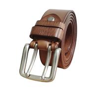 NALANY Herren Ledergürtel Doppeldorn Schließe Ca. 3.8cm Breit Und Ca. 4mm Stark, Männer Guertel Doppel ösen Echt Leder Vintage Look Gürtel Für Kleidung(105cm/41, Brown)