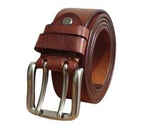 NALANY Herren Ledergürtel Doppeldorn Schließe Ca. 3.8cm Breit Und Ca. 4mm Stark, Männer Guertel Doppel ösen Echt Leder Vintage Look Gürtel Für Kleidung(125cm/49, Reddish Brown)