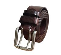 NALANY Herren Ledergürtel Doppeldorn Schließe Ca. 3.8cm Breit Und Ca. 4mm Stark, Männer Guertel Doppel ösen Echt Leder Vintage Look Gürtel Für Kleidung(115cm/45, Coffee)