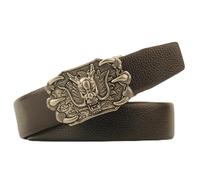 NALANY Ratsche Ledergürtel Schieber Automatisch 100-200cm Extra Langer Silbernes Tier Automatikschließe Einstellbar Gürtel Für Herren Jeans Anzüge Arbeit(140cm/55, Dragon-C)