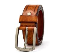 NALANY Rindsleder Leder-gürtel Herren 40mm Breit,handgefertigtes Hohl Taille Riemen Mode & Klassische Prägung Ledergürtel Für Arbeit Business Und Casual(120cm/47, Brown)
