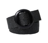 NALANY Unisex Elastischer Stoffgürtel Geflochtener Stretchgürtel Dehnbarer Gürtel Damen Taillengürtel Breiter Wickelgürtel O Ring Runde Karabiner Schnalle(90cm/35.4", Black)