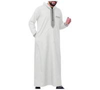 NaLatia Djellaba Herren Muslim Ramadan Qamis Herren einfarbig mit Kapuze Gebet Islamisch Abaya Herren Langarm Kamis Herren Muslim Tasche Djellaba Herren Marokkanisch Kaftan Herren Jelaba Kaftan Kleid