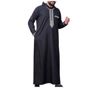 NaLatia Djellaba Herren Muslim Ramadan Qamis Herren einfarbig mit Kapuze Gebet Islamisch Abaya Herren Langarm Kamis Herren Muslim Tasche Djellaba Herren Marokkanisch Kaftan Herren Jelaba Kaftan Kleid