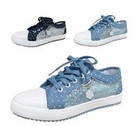 NaLatia Freizeitschuhe Damen Spitze Bestickte Sneaker Freizeit Studenten Segeltuchschuhe Plattform Schuhe Schnüren Atmungsaktiv Sport Schuhe Schnürsenkel Laufschuhe Wanderhalbschuhe