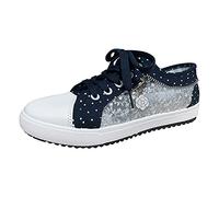 NaLatia Freizeitschuhe Damen Spitze Bestickte Sneaker Freizeit Studenten Segeltuchschuhe Plattform Schuhe Schnüren Atmungsaktiv Sport Schuhe Schnürsenkel Laufschuhe Wanderhalbschuhe