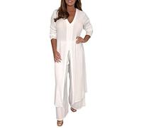 NaLatia Hosenanzug Damen Hochzeit Festlich Elegant 2 Teilig Loungewear Einfarbig Sommer Outfits Streetwear Freizeitanzug Anzug 2 Teiler Hausanzug Zweiteiler Tracksuit Set