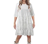 NaLatia Kleid Maxi Langarm Damen Glitzer Wedding Pailettenkleider mit Gürtel Party Silvester Outfit Abendkleider Schöne Glitzer Partykleid Silvesterkleid Pailletten Hochzeit Gold Silber Glitzerkleid