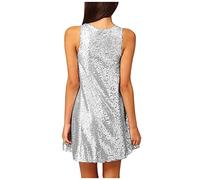 NaLatia Metallic Oberteil Damen Pailletten Kleid Damen Silber Glitzerkleid Abendkleid Club Glitzer Kleid Festliches Elegant Cocktailkleid Glitzer Minikleider Vintage Rockabilly Kostüm Karneval Kostüm